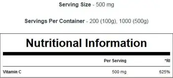 MyProtein 100% Vitamin C Powder Витамин C на Прах - 100 грама, 100 дози