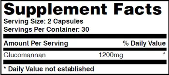 HAYA LABS Glucomannan 1200 мг Фибри за контрол на теглото х 60 капсули