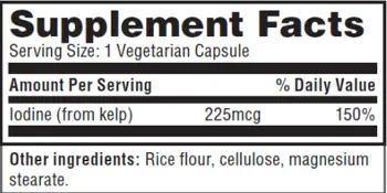 Iodine from Kelp 225 mcg, Йод 250 капсули
