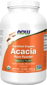 NOW Foods Acacia Fiber Pure Powder Certified Organic Акациев Прах - 340 грама, 52 дози