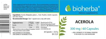 Bioherba Acerola 300 mg Естествен източник на Витамин C