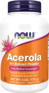 NOW Foods Acerola 4:1 Extract Powder Ацерола / Натурален Витамин C -  170 грама, 53 дози