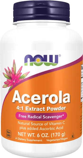 NOW Foods Acerola 4:1 Extract Powder Ацерола / Натурален Витамин C -  170 грама, 53 дози