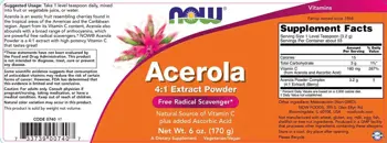 NOW Foods Acerola 4:1 Extract Powder Ацерола / Натурален Витамин C -  170 грама, 53 дози