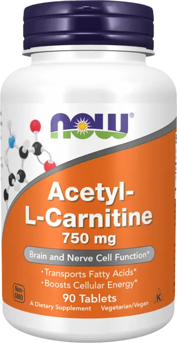 NOW Foods Acetyl L-Carnitine 750 мг Ацетил Л-Карнитин - 90 таблетки, 45 дози