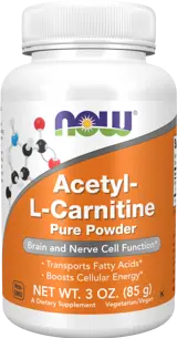 NOW Foods Acetyl L-Carnitine Powder Ацетил L-Карнитин на Прах - 85 грама, 57 дози