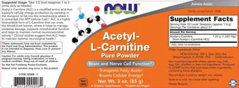 NOW Foods Acetyl L-Carnitine Powder Ацетил L-Карнитин на Прах - 85 грама, 57 дози