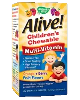 Alive! Children's Chewable Multi-Vitamin Tablets Мултивитамини за деца с 26 плода и зеленчуци
