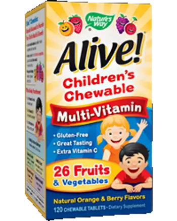 Alive! Children's Chewable Multi-Vitamin Tablets Мултивитамини за деца х 120 дъвчащи таблетки