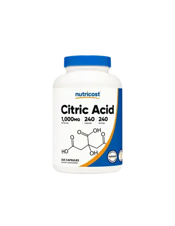 Nutricost Citric Acid Алкално-киселинен баланс х 240 капсули