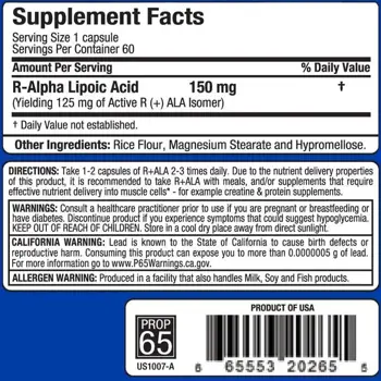 AllMax Nutrition R-ALA 150 mg 60 капсули, 60 Дози - Алфа Липоева Киселина