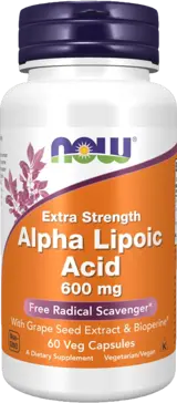 NOW Foods Alpha Lipoic Acid 600 мг Extra Strength Алфа Липоева Киселина