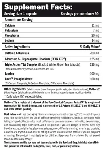 AMIX ATP Energy – PEAK ATP (Предтренировъчен Продукт) - 90 капсули, 45 дози