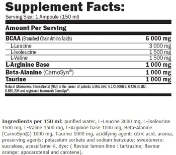 AMIX BCAA 2:1:1 MegaFuel 6000 мг -  12 ампули x 150 мл