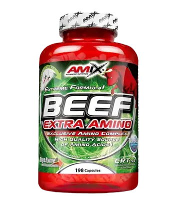 AMIX Beef Extra Amino (Телешки Аминокиселини) 3000 мг - 198 капсули, 33 дози