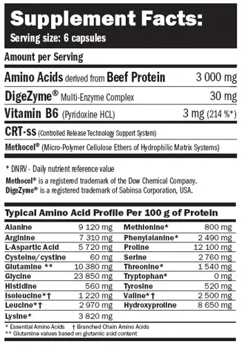 AMIX Beef Extra Amino (Телешки Аминокиселини) 3000 мг - 198 капсули, 33 дози