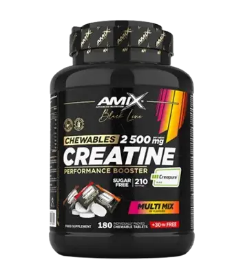 AMIX Black Line Creatine Creapure 2500 mg Zero Sugar Дъвчащи таблетки за сила и издръжливост - 210 таблетки