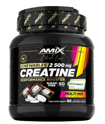 AMIX Black Line Creatine Creapure Zero Sugar 2500 мг Creapure® Креатин Монохидрат - 60 дъвчащи таблетки, 60 дози