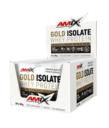 AMIX Gold Whey Protein Isolate Box Суроватъчен Протеин Изолат - 20 сашета x 30 грама, 20 дози
