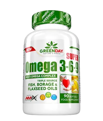AMIX GreenDay Super Omega 3-6-9 Есенциални Мастни Киселини Омега 3,6,9 - 90 гел капсули, 90 дози