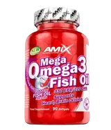 AMIX Mega Omega 3 1000 мг Рибено Масло Омега 3 (EPA 330 мг/DHA 220 мг) - 90 гел капсули, 90 дози