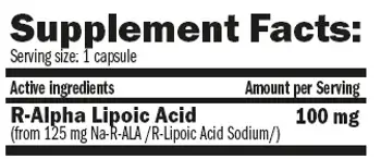 AMIX Na-R-Alpha Lipoic Acid (Алфа-Липоева Киселина) - 60 капсули, 60 дози