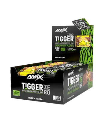 AMIX TIGGER® Zero bar Box Протеинов Бар - 20 бара x 60 грама, 20 дози