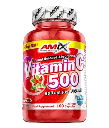 AMIX Vitamin C /with Rose Hips/ 500 мг (Витамин Ц) - 125 капсули, 125 дози