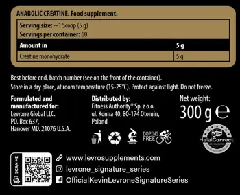 Kevin Levrone Anabolic Creatine Creatine Monohydrate Powder за сила и мускулен растеж