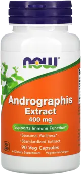 NOW Foods Andrographis Paniculata Extract 400 мг Андрографис - 90 веге капсули, 90 дози