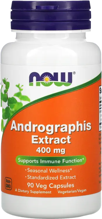 NOW Foods Andrographis Paniculata Extract 400 мг Андрографис - 90 веге капсули, 90 дози