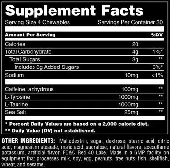 ANIMAL Energy Chews Дъвчащи Енергийни Бонбони - 120 дъвчащи бонбони, 30 дози
