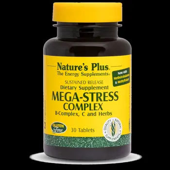 Natures Plus Mega-Stress Complex Б-комплекс, Витамин С и Билки х 30 таблетки