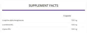 OstroVit AOL 3000 мг Arginine Ornithine Lysine Аргинин Алфа-Кетоглутарат + Орнитин + Лизин - 120 капсули, 40 дози