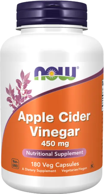 NOW Foods Apple Cider Vinegar 450 мг Ябълков Оцет - 180 веге капсули, 90 дози