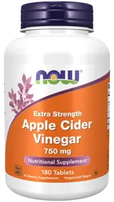 NOW Foods Apple Cider Vinegar 750 мг Extra Strength Ябълков Оцет - 180 таблетки, 180 дози