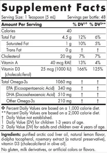 Nordic Naturals Arctic Cod Liver Oil 1060 mg Масло от черен дроб на треска с Витамин D3
