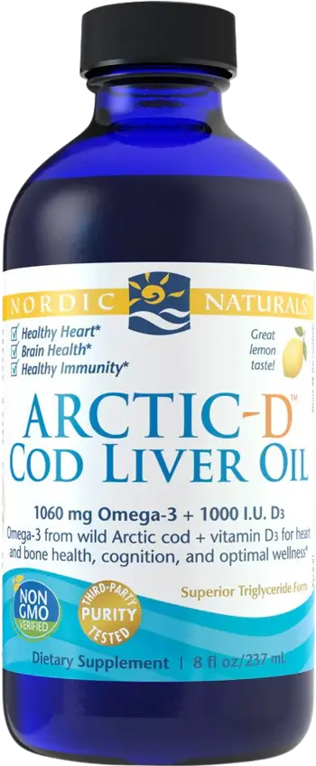 Nordic Naturals Arctic-D Cod Liver Oil Liquid 850 mg Течно масло от черен дроб на треска с Витамин D3