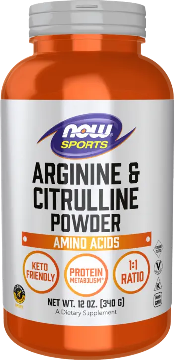 NOW Foods Arginine & Citrulline Powder 1:1 Ratio Аргинин и Цитрулин на Прах - 340 грама, 113 дози