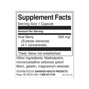 Асаи 500 мг / Acai Berry 500 mg - 120 капсули, 120 Дози