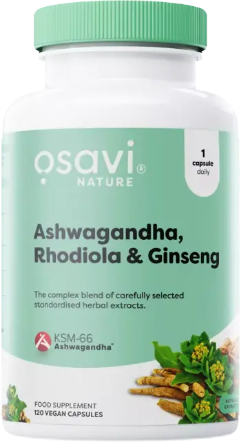 Osavi Ashwagandha, Rhodiola & Ginseng Комплекс за адаптация към стрес и жизненост