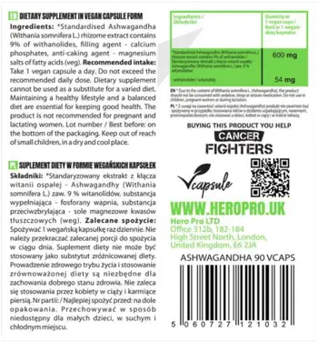 HIRO.LAB Ashwagandha Extract 600 mg За Подкрепа на Нервната Система и Намаляване на Стреса