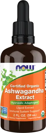 NOW Foods Ashwagandha Extract Liquid Certified Organic Течна Ашваганда Екстракт - 59 мл, 59 дози