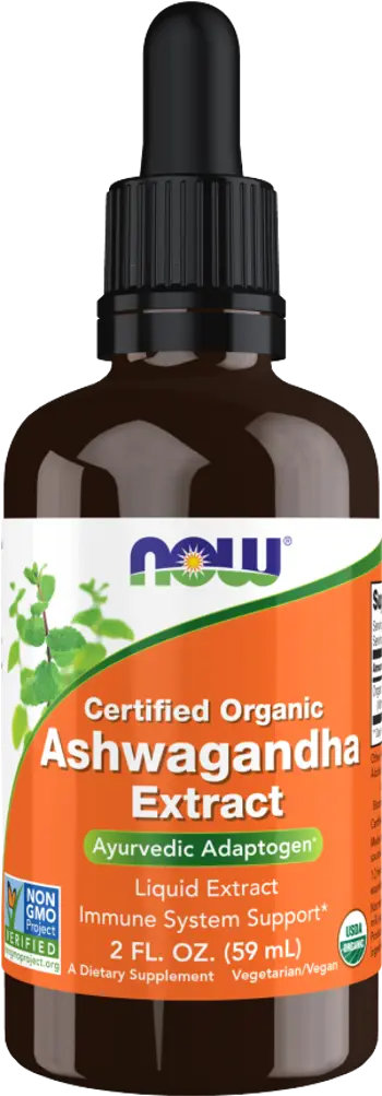 NOW Foods Ashwagandha Extract Liquid Certified Organic Течна Ашваганда Екстракт - 59 мл, 59 дози