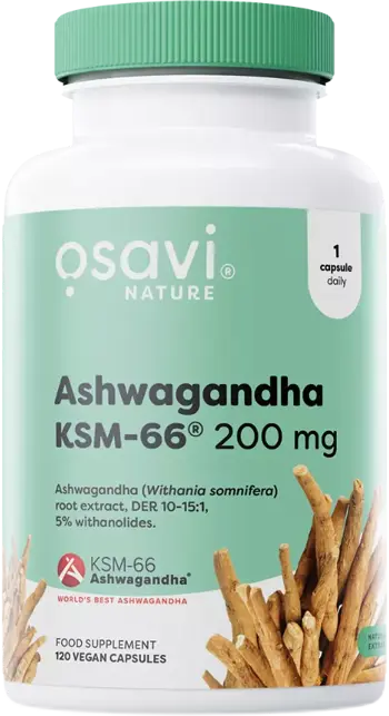 Osavi Ashwagandha KSM-66® 200 mg Екстракт от ашваганда за стрес и енергия х 120 веге капсули