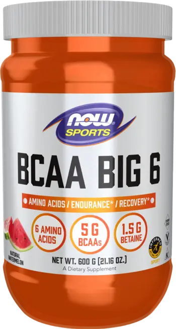NOW Foods BCAA Big 6 Powder Аминокиселини на Прах BCAA 2:1:1 - 600 грама, 33 дози