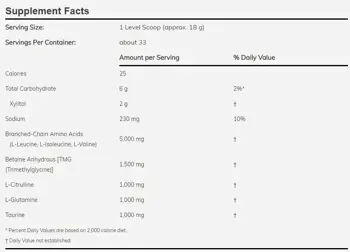 NOW Foods BCAA Big 6 Powder Аминокиселини на Прах BCAA 2:1:1 - 600 грама, 33 дози