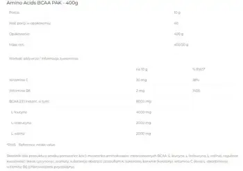 6PAK Nutrition BCAA PAK 2:1:1 Instant Аминокиселини BCAA 2:1:1 - 400 грама, 40 дози