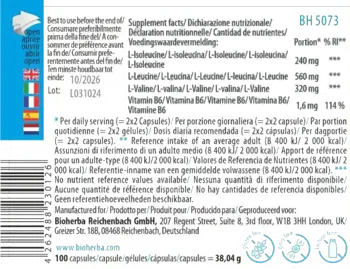 Bioherba BCAA Plus Аминокиселини с разклонена верига и Витамин B6 х 100 капсули