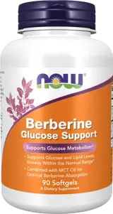 NOW Foods Berberine HCl 400 мг Glucose Support Берберин + MCT Масло - 90 гел капсули, 90 дози